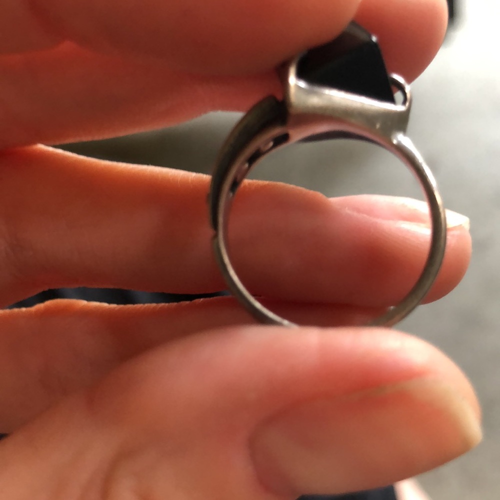 Black Square Stone Ring Silver 925 - image 4